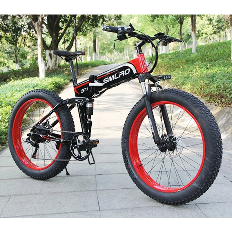  Электрический складной велосипед SMLRO S11F колеса 26 дюймов 10 ач 48 в 350 вт четыре бара сноубайк электровелосипед 7