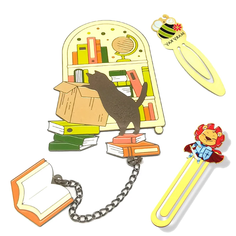 Bookmark Packaging Metal Cutout Cute Soft Enamel Custom Stainless Steel Logo Metal Gold Brass Bookmark Custom Book Mark