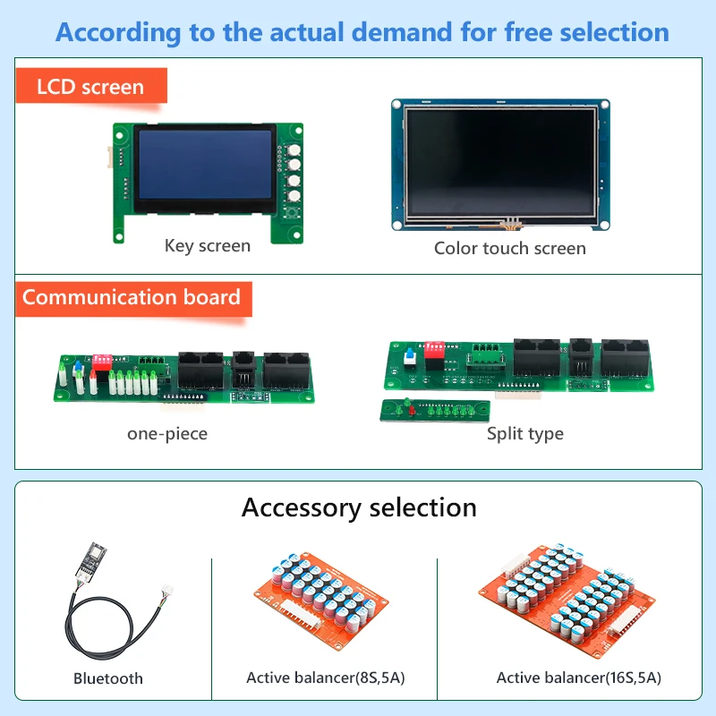 TDT 8s~16s 100A 200A 24V 48V CAN/RS485/BT/RS232 Battery Protection Board Balance Lithium Smart 48V Lifepo4 Management System BMS