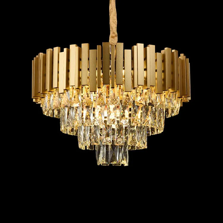 factory suppliers round indoor luxury chandelier black gold LED home Nordic modern crystal Chandeliers & Pendant Lights
