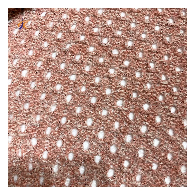wholesale hollow out spandex jacquard knitting fabric women wear dress cotton polyester blend wool fabric