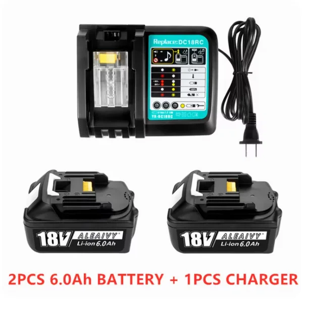 18V 6000mAh Rechargeable BL1830 Battery with Charger for Maker/Tian Electric Drill Tools Power Tools & Solar Applications