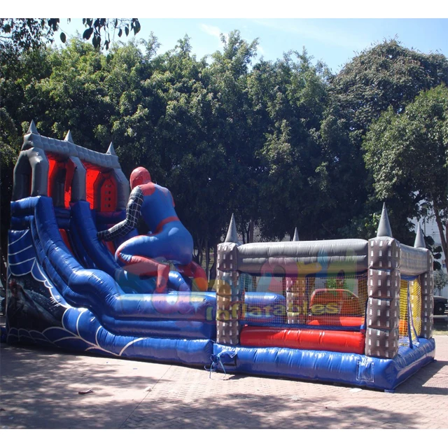 New design inflatable games spiderman air bounce house inflatable slides for kids