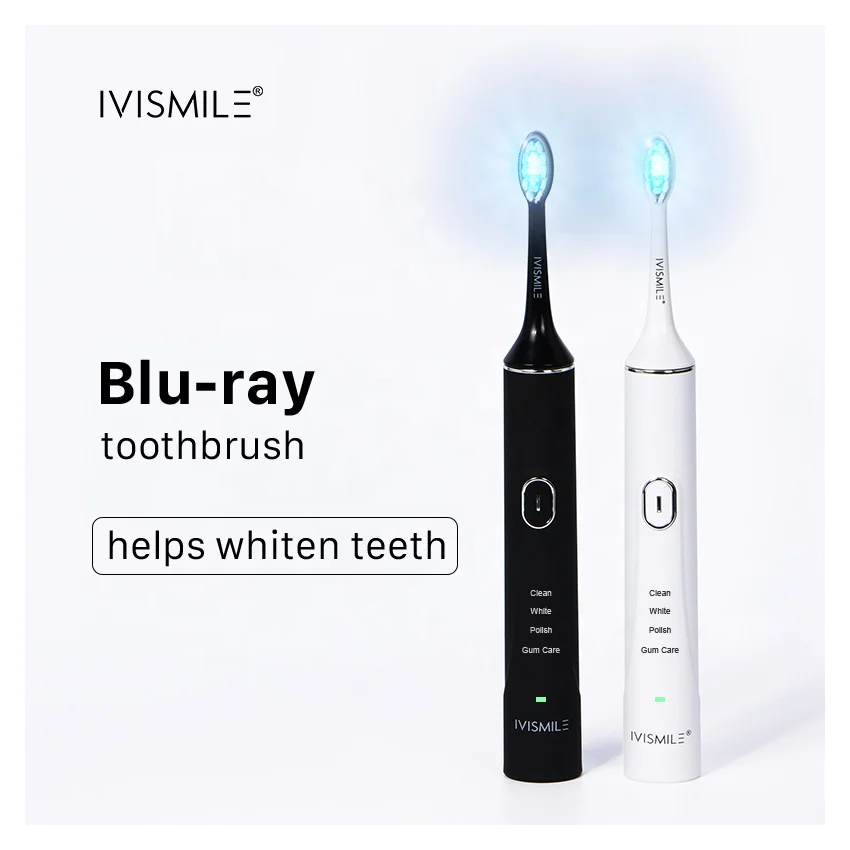 IVISMILE OEM новая отбеливающая зубная щетка беспроводная 6 синих светодиодных лампочек звуковая