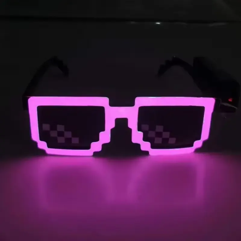 Creative Custom Logo Led Pixel Mosaic Glasses Festival Supplies EL Wireless Light Up Neon Rave Sunglasses For Music Party