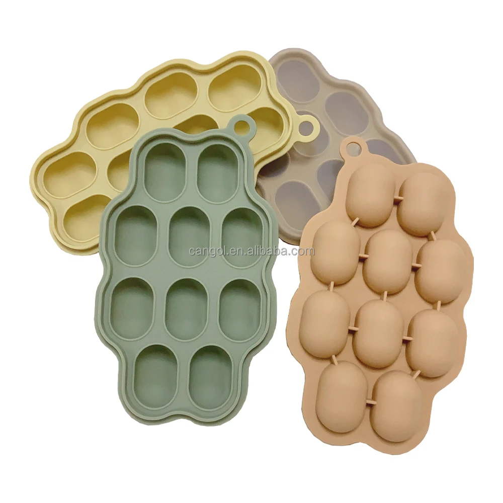 Baby Food Freezer Tray Toddler Food Storage Containers Silicone Ice Cube Nibble Trays Wholesale Soft Silicone Opp Bag BPA Free