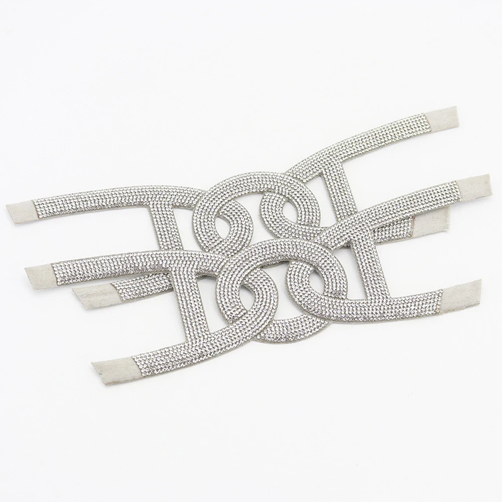 UP003 fashion bling glass decoration rhinestone sandals upper material slipper semi finished shoe uppers