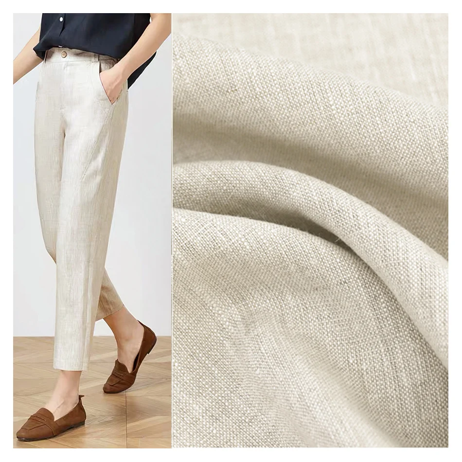 Linen fabric wholesale pure linen fabric with colorful stock color and custom digital printing