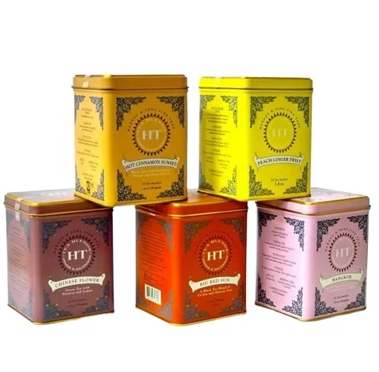 Factory Hot Sale Custom Bulk Food Grade Small Square Yerba mate Jar Recipe Spice Tin Box Metal Biscuit Tea Tins