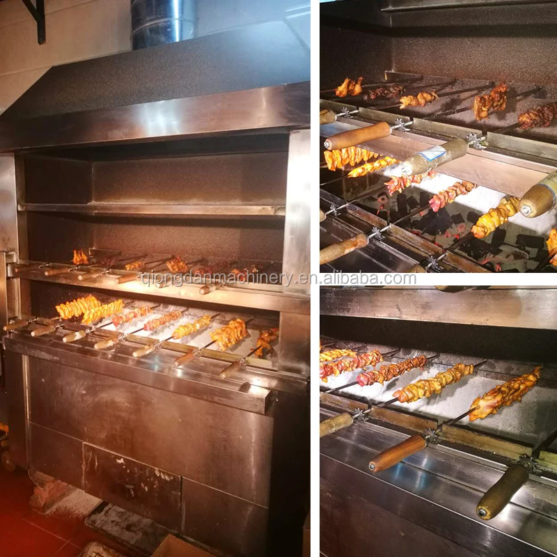 Commercial Stainless Steel Big Gas Charcoal Portable Rotating Barbecue Grill Yakitori Skewer Barbecue Grill Machine For Sale