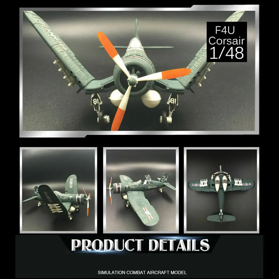
1/48 Scale US NAVY F4U Corsair Fighter Assemble Fighter Model Toys Building Bricks Combat Aircraft War-II Random Color 