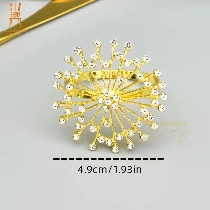 Хит продаж Золотое свадебное роскошное кольцо для салфеток с золотым бриллиантом