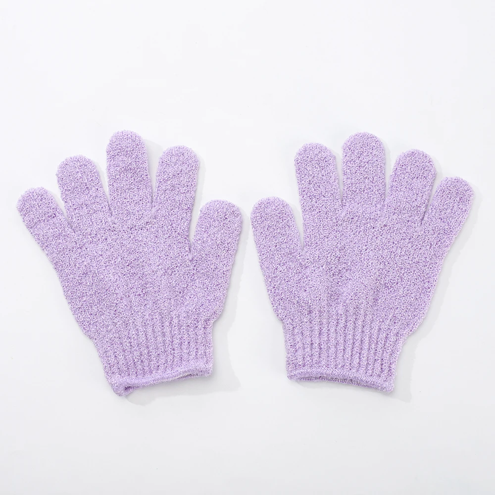 Wholesale Logo Custom Dual Side Exfoliating Bath Nylon Viscose Glove Massage Dead Skin