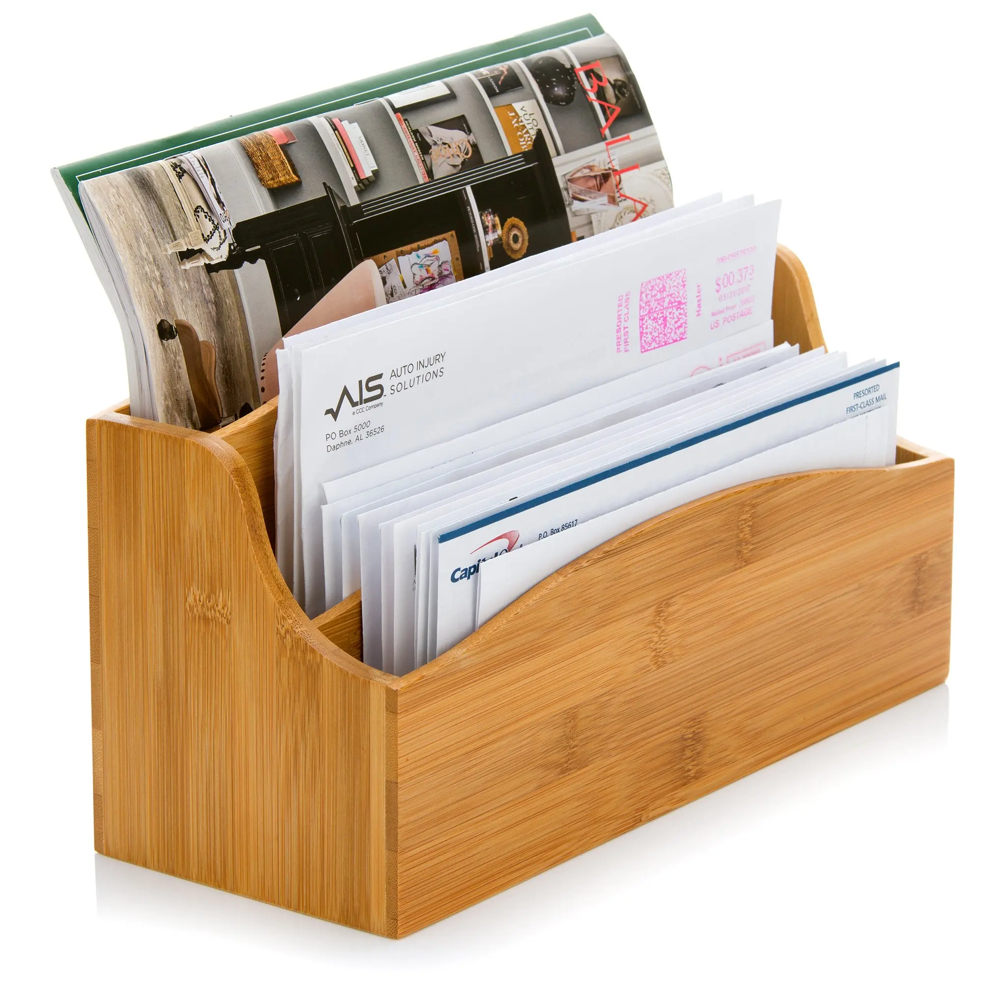 Natural Bamboo Wood File Document Holder Rack Bamboo Book Shelf For Office Living Room
