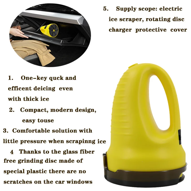 New arrival electric rechargeable USB mini heated car vehicle snow ice scraper