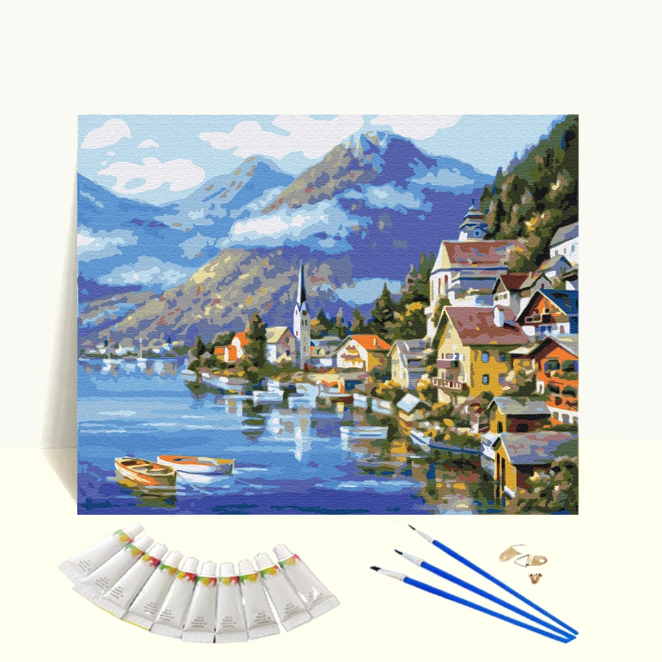 Customized Painting By Number On Canvas Beach Scenery DIY Design Acrylic Paint Custom Paint By Number For Wall Decor