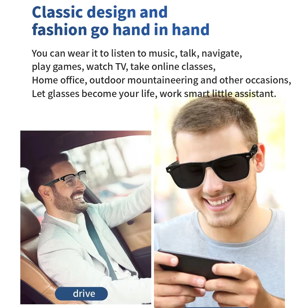 Designer sunglasses smart glasses listenable sunglasses smart glasses wireless smart bluetooth sunglasses
