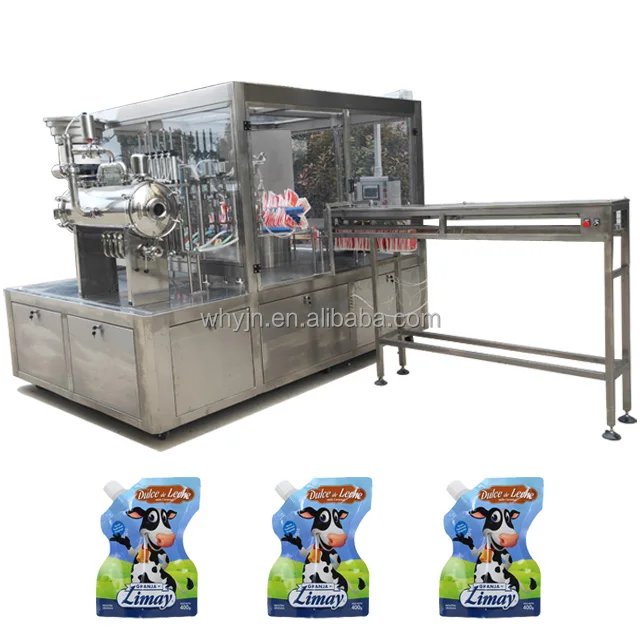 LG-XGX400 Full Automatic Rotary Milk Yogurt Spout Pouch Filling Capping Packaging Machine With CIP Filling System For Factory