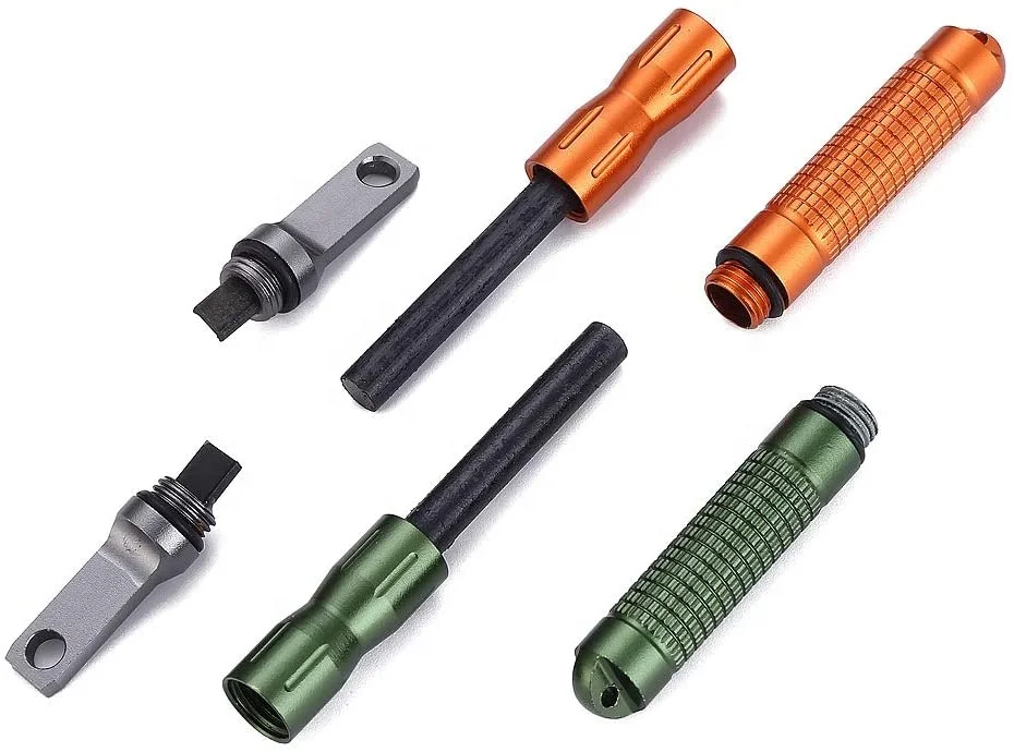 Outdoor Survival Camp EDC Alloy Fire Starter Waterproof Magnesium Flint Stone CNC Gear Pocket camping tool