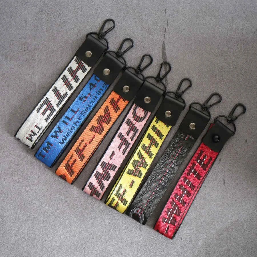 
L19CM Stylish Lock Ring Customized Short Keychain Climbing Both Side Jacquard Brand Logo Lanyards keychain 