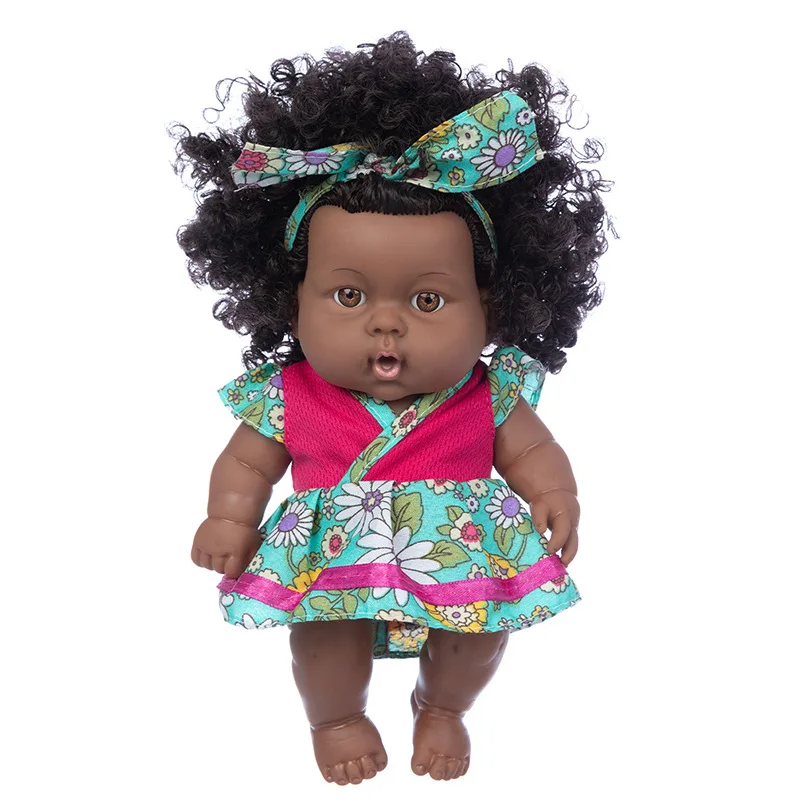 Vinyl Doll Simulation Doll 8-inch 20cm African Girl Baby Black Doll
