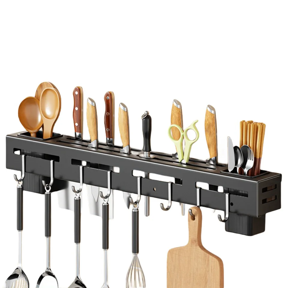 Wholesale Spoon Storage Kitchen Universal 50cm Wall Mounted Utensil Knife Holder With Hooks
