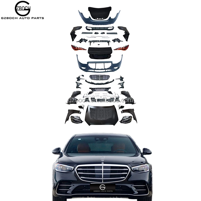 Новый Кузов для Mercedes W221, S600, S500, S350, S450, обновление W223, S450, капот бампера, крыла автомобиля, освещение крышки багажника, зеркало