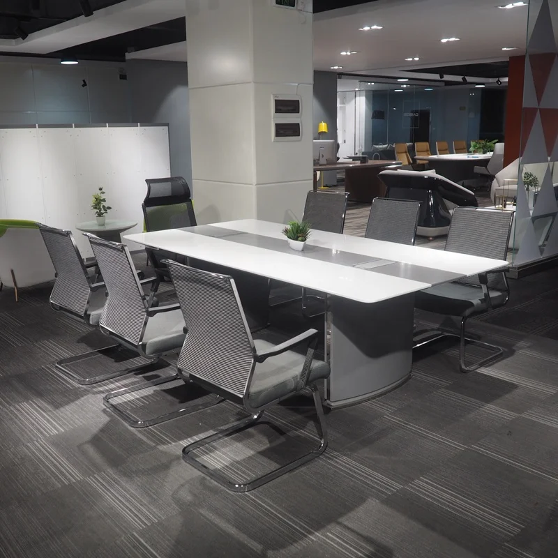 Design Boardroom Furniture Office Business  Room Table and Chair Luxury Wood and Leather Customize Craft Paint Conference desk