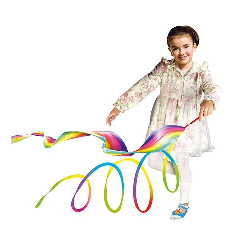 Wholesale Outdoor Sport Games Ballet Streamer Twirling Rod dance wands Rhythmic 2M Gymnastics Ribbon Toys for kids