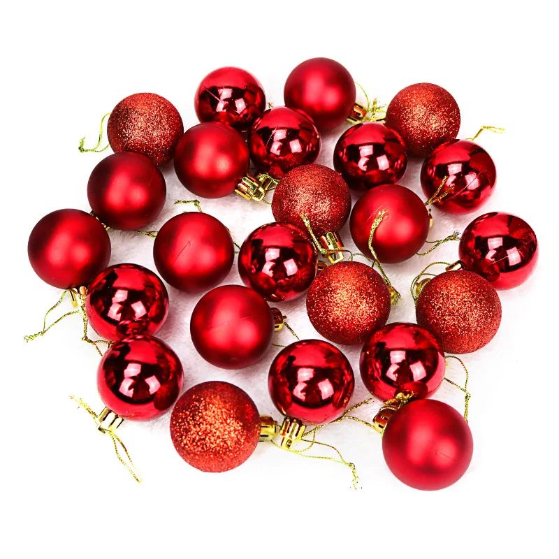 Christmas Decoration 24 Plastic Balls In Bucket 4cm Balls Ornament For Indoor Christmas Tree