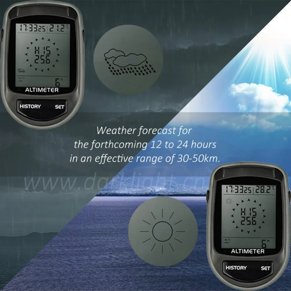 Camping Equipment Survival 8 in 1 Professional Digital Compass Altimeter with Weather Forecast Calendar and More