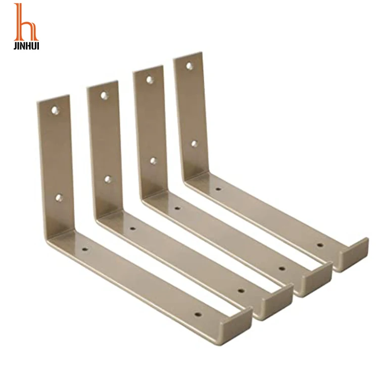 H JINHUI Corner Brace 4 Pcs Shelf Bracket Heavy Duty Black Steel J with Screws