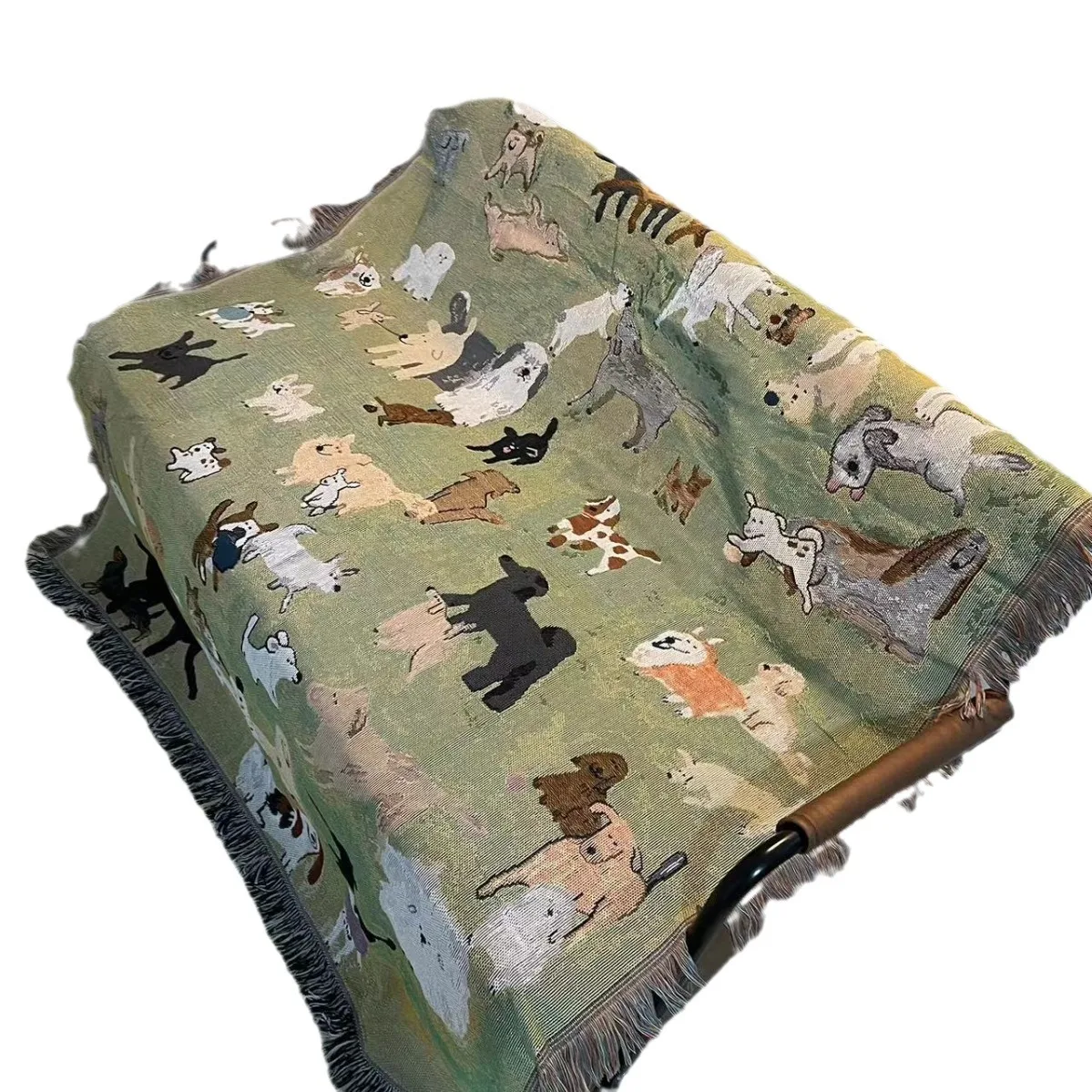 animal dogs custom vintage jacquard woven throw rug home decor blanket