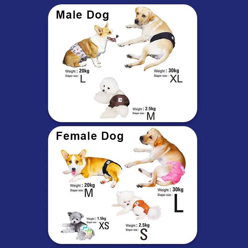 Wholesale Direct Sales Eco-Friendly Sustainable Sample Pet Dog Diapers Nappies Washable Reusable