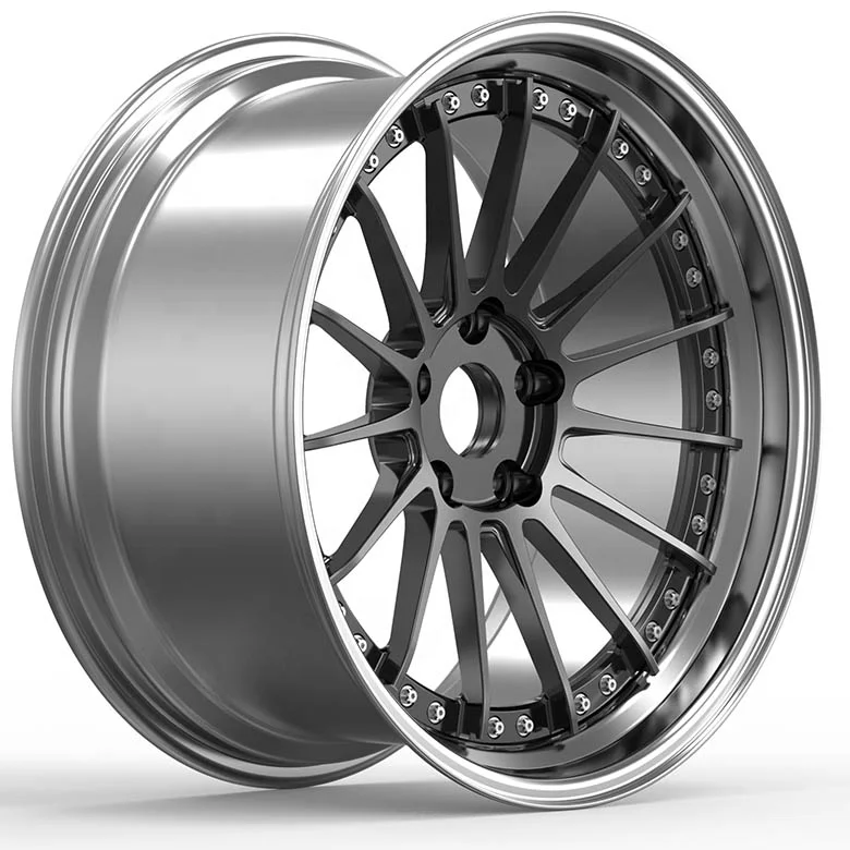 Custom 2 piece forged wheels  17 18 19 inch High Polished Spokes Passenger Car Alloy Wheel Forged Rim