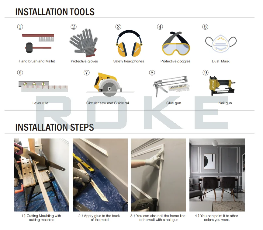 Decorative baseboard moulding ceiling primed mdf skirting board PS Flooring waterproof Protect the wall