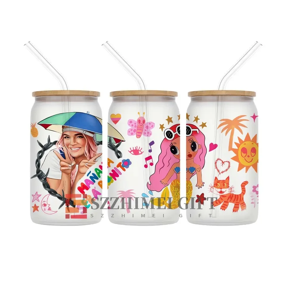 custom wholesale red rose 16oz uv dtf cup film wrap transfers mugs tumbler sticker for glass libbey cups