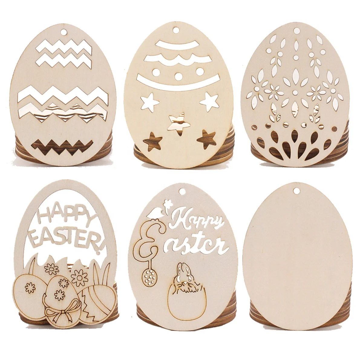 Wooden Diy Craft Easter Pendant Wood