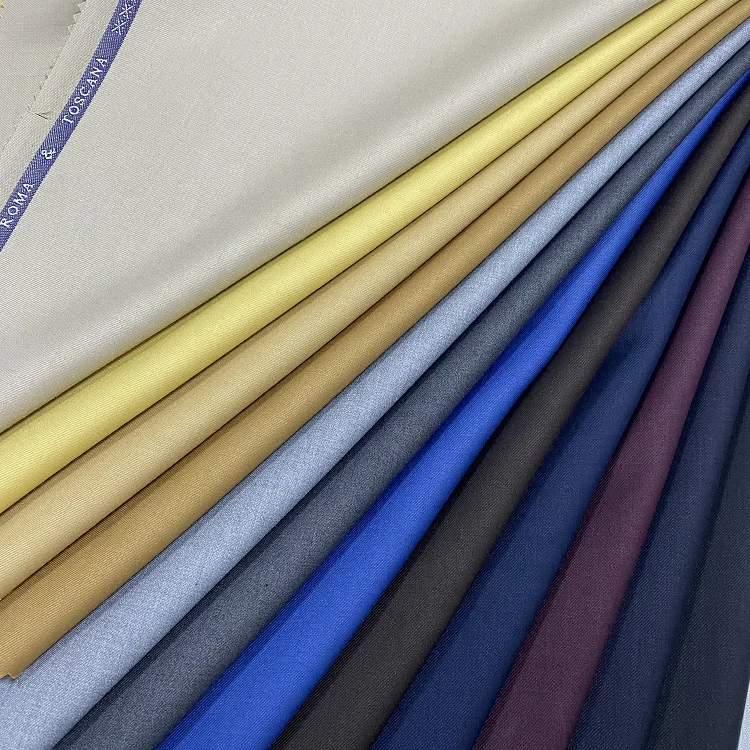 Fashionable Soft Plain Polyester Rayon Fabric Formal Trousers Suiting Fabrics Wool India