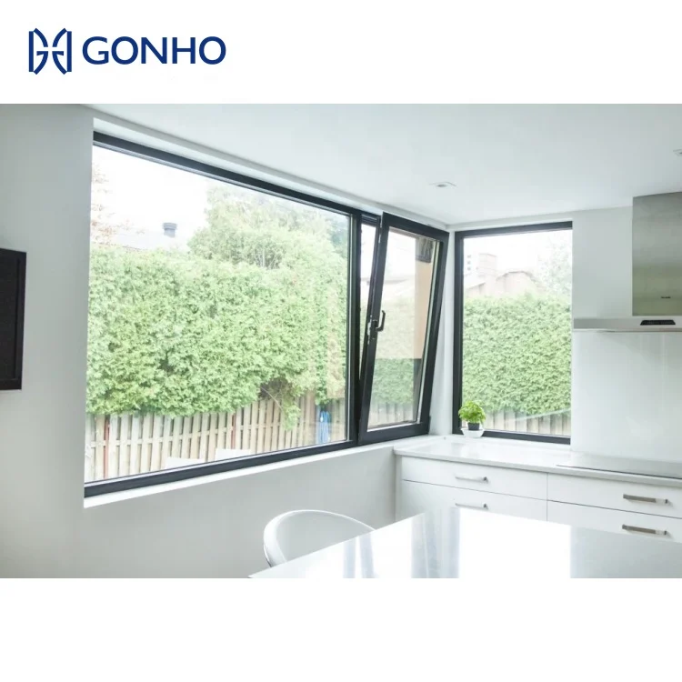 GONHO Hot Sale Aluminum Tilt and Turn Window Glass Window Double Glazed Thermal Break Waterproof Window With Grid