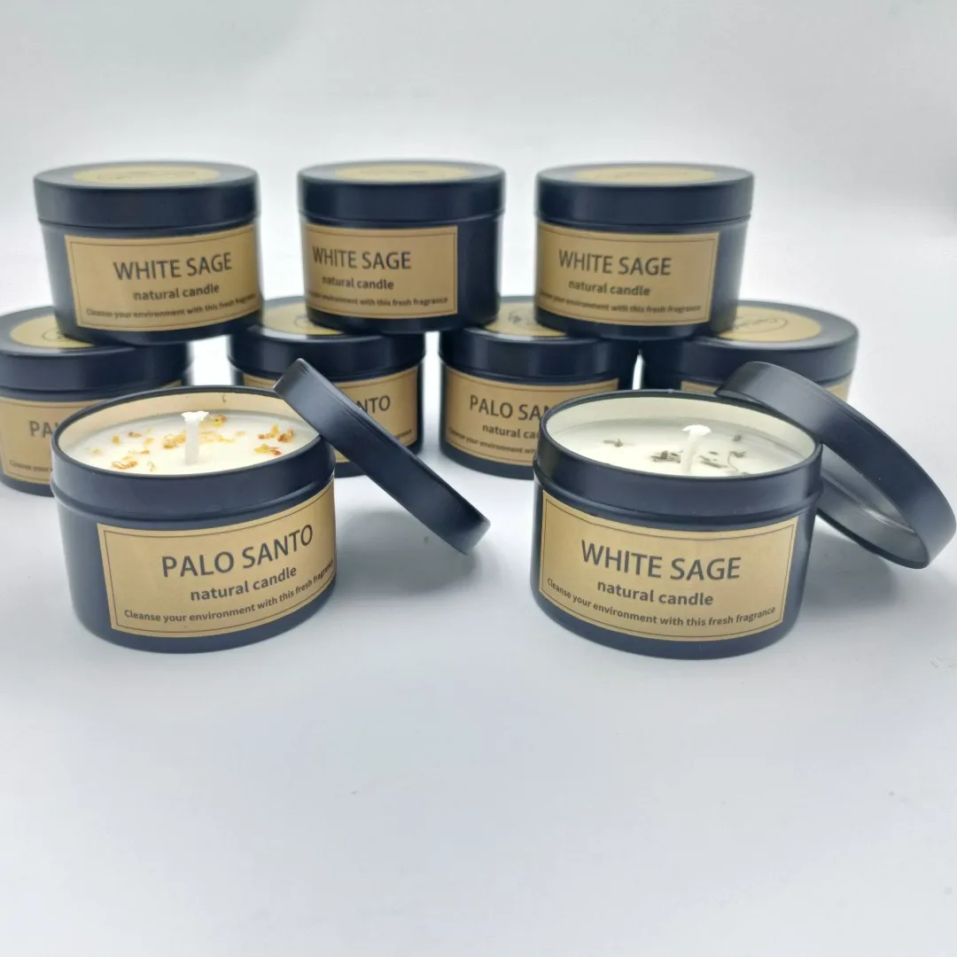 YML  factory wholesale palo santo incense candle meditation burning candle  white sage incense scented soy wax  candle  for home