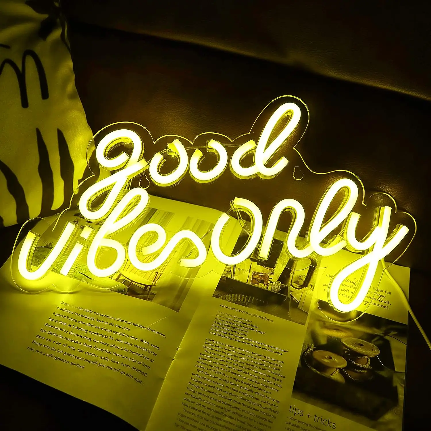 Weicao Good Vibes Only Neon Sign Logo Dimmable 5V USB Acrylic GoodVibes Lights Led Signs for Bedroom Living Room Beer Bar