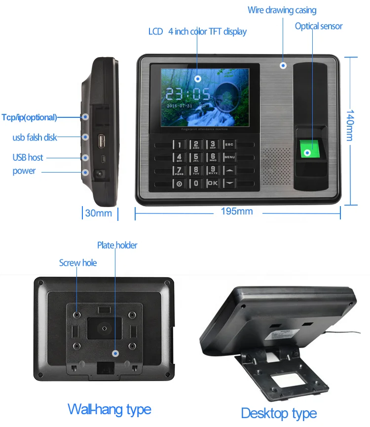 Factory Whole sale price  web based  wifi  TCP/IP fingerprint time attendance system