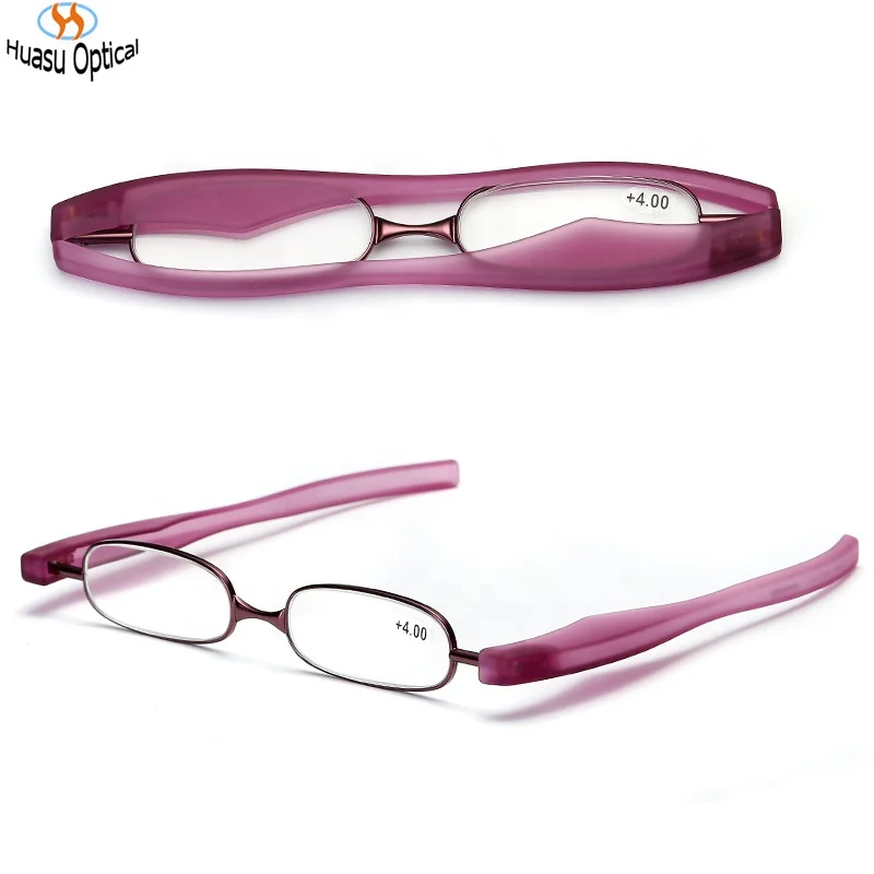 Light Convenient Plastic PC Reading Glasses Cheap Price Reader Eyeglasses 360 Rotating Foldaway Small Slim Glasses