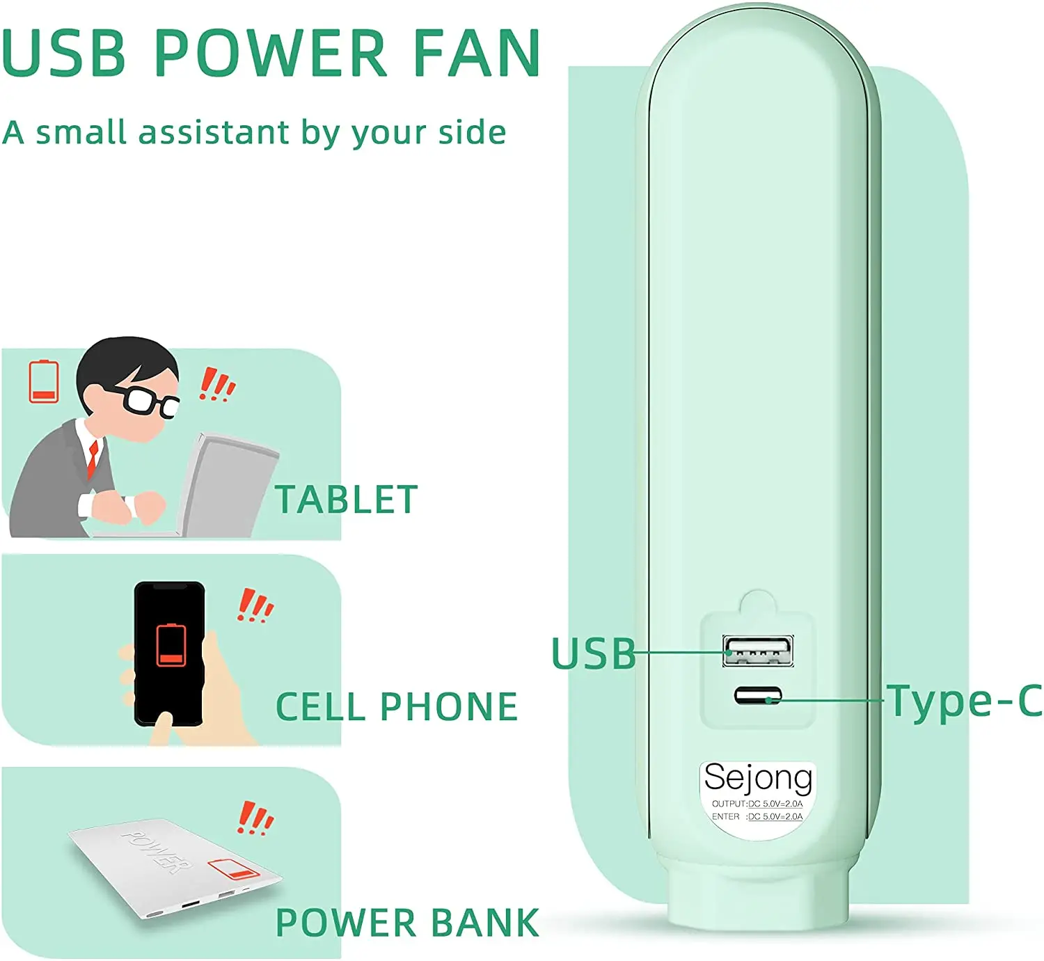 Лидер продаж 2021 Настольный складной USB-вентилятор с внешним аккумулятором портативный персональный USB-перезаряжаемый вентилятор