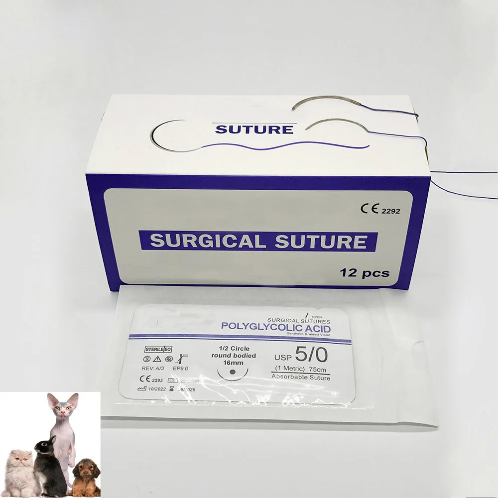 Cheapest wholesale price kinds  dog cat horse big animal vet veterinary medical instrument absorbable PGA surgical suture