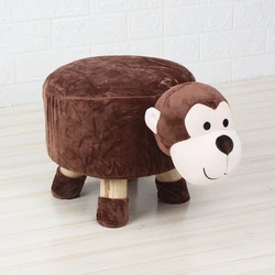 Amazon hot sale Cute Cartoon Animal Stools living room bedroom Creative Multi-style Handmade Animal Chair Wood Kids Stools