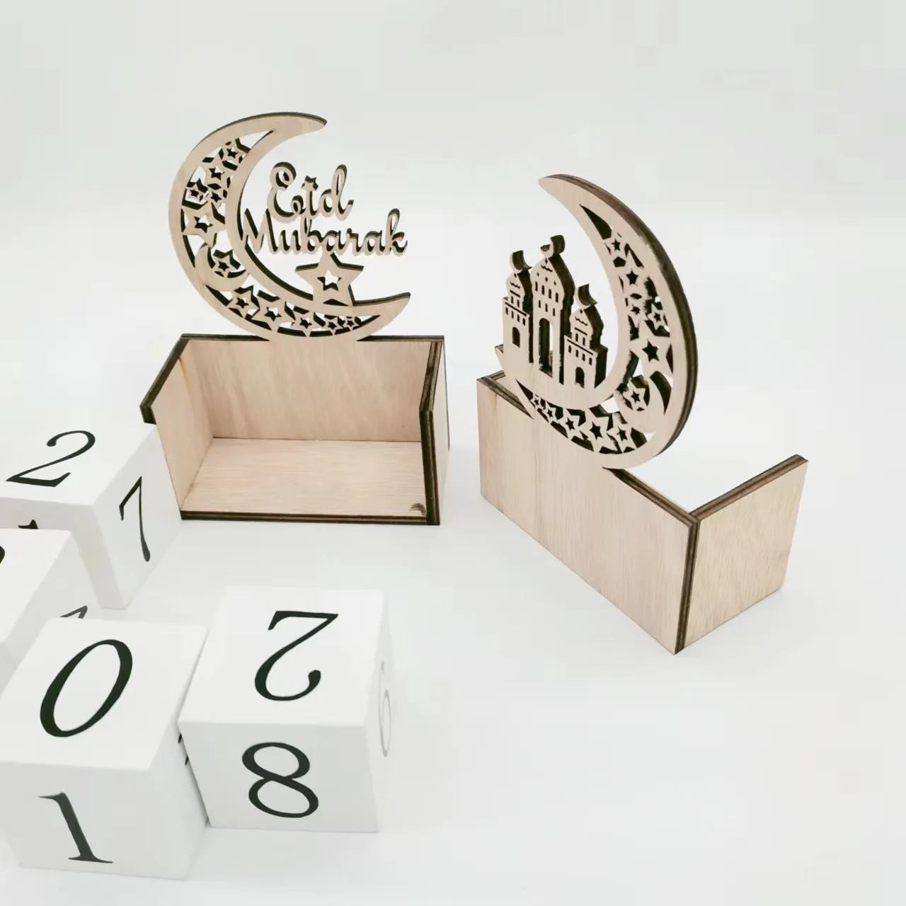 2022 Ramadan Countdown Calendar DIY Eid Mubarak Ornament Wooden Ramadan Calendar Home Party Decor Advent Calendar Ornament