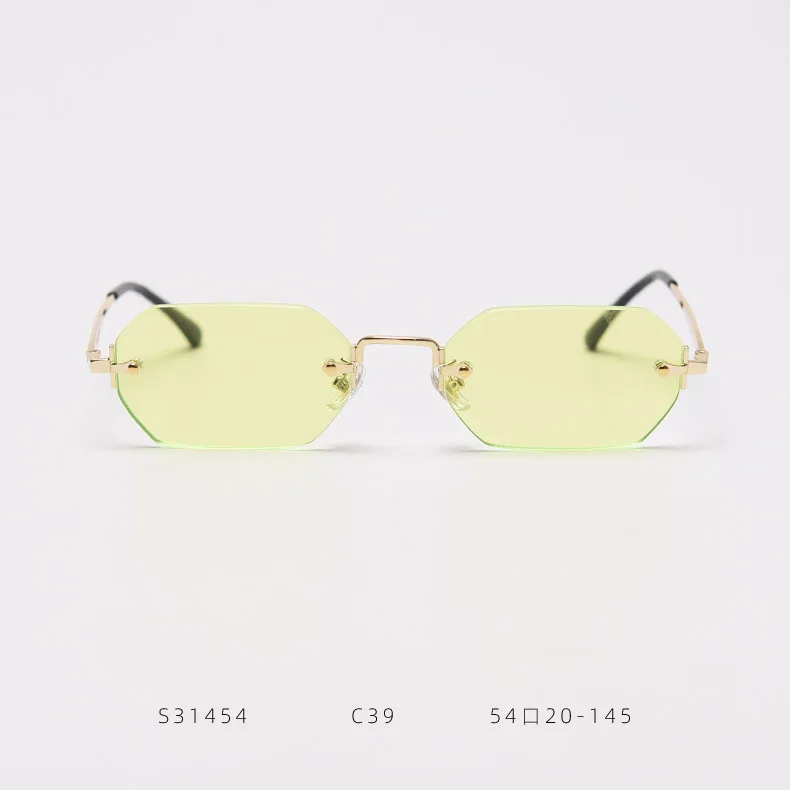 Fashion Polygonal Rimless Sunglasses Women Personality Punk Small Frame Metal Sunglasses Unisex Colorful Sun Glasses