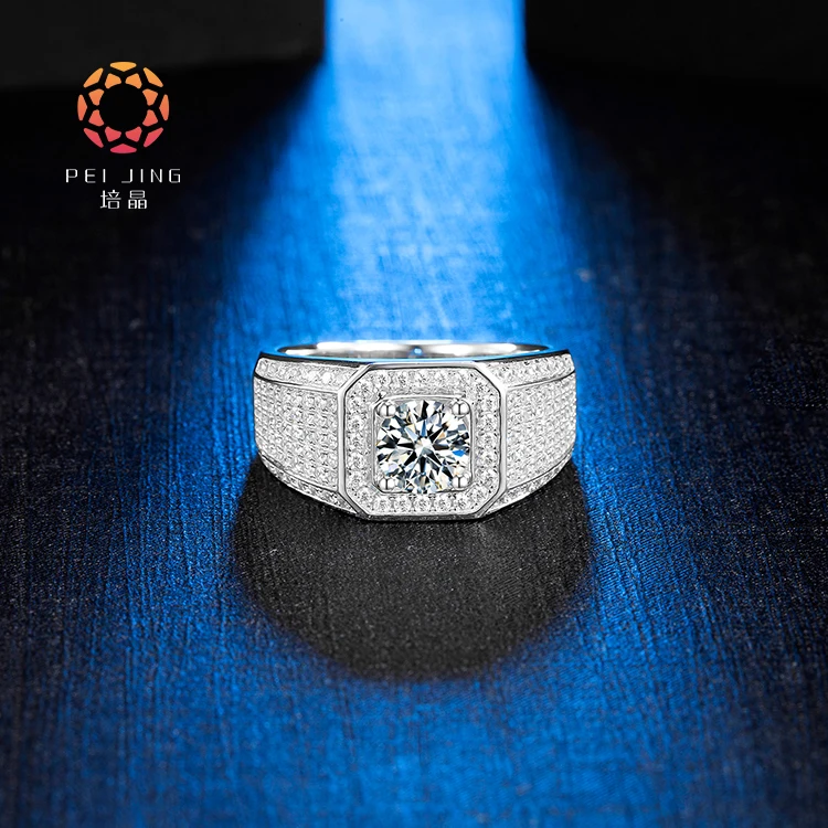 Elegant Lab Grown Diamond Ring 14k/18k White Gold Ring Men Diamond Eternity Ring For Men